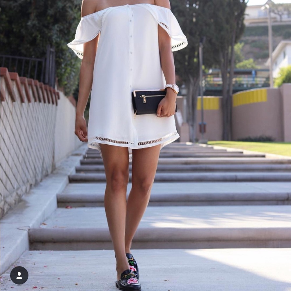 Off the shoulder white dress